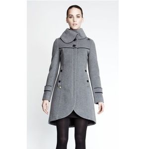 Soia & Kyo Mia Grey Wool-Blend Slim Tulip Hem Coat